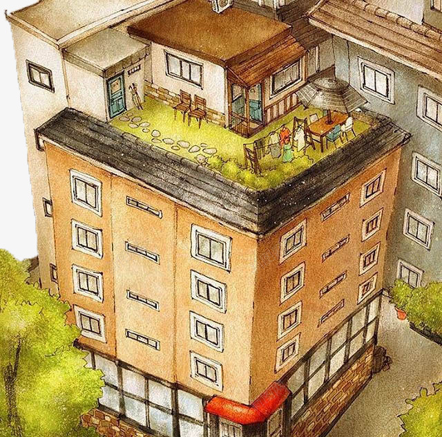 天台风景插画png免抠素材_新图网 https://ixintu.com 小清新插画 插画欣赏 日韩插画 水彩手绘 温馨小清新插画 装饰插画 风格手绘