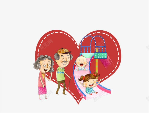 温馨场景png免抠素材_新图网 https://ixintu.com 卡通手绘 爷孙 玩耍 男女老少 童真 装饰