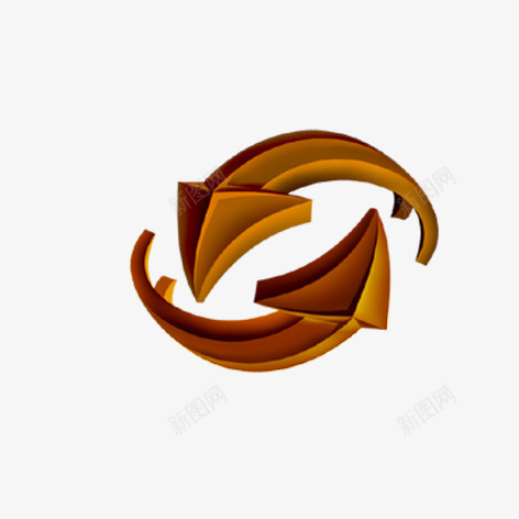 环绕箭头png免抠素材_新图网 https://ixintu.com 箭头 装饰 金色