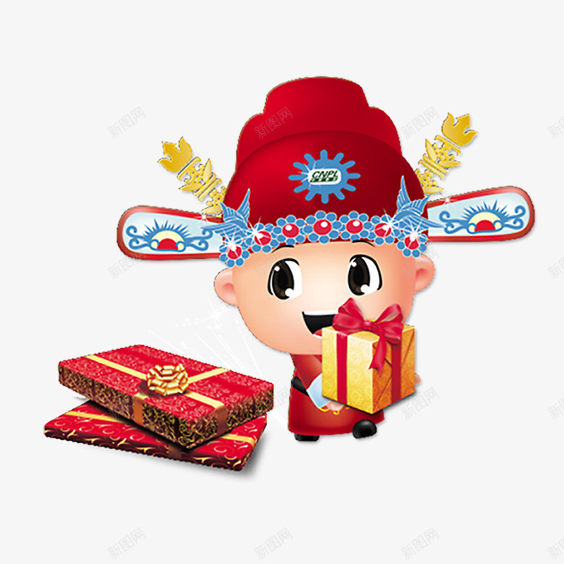 卡通大眼睛可爱财神png免抠素材_新图网 https://ixintu.com 卡通 可爱 大眼睛 红色 财神