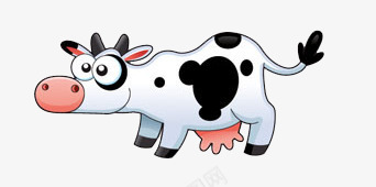 黑白奶牛png免抠素材_新图网 https://ixintu.com 卡通 牛 红鼻子