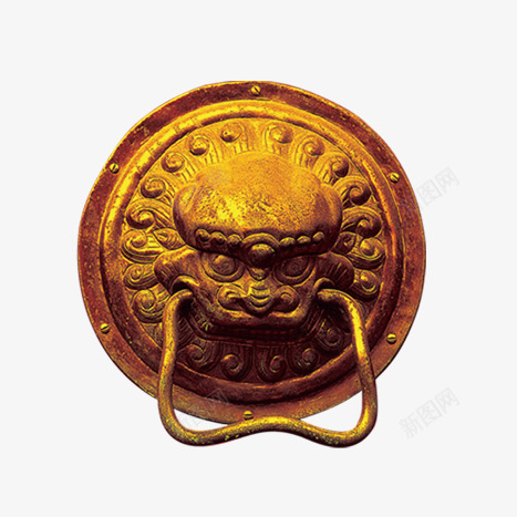 黄色的门环png免抠素材_新图网 https://ixintu.com png图形 png装饰 狮子 装饰 门环 黄色