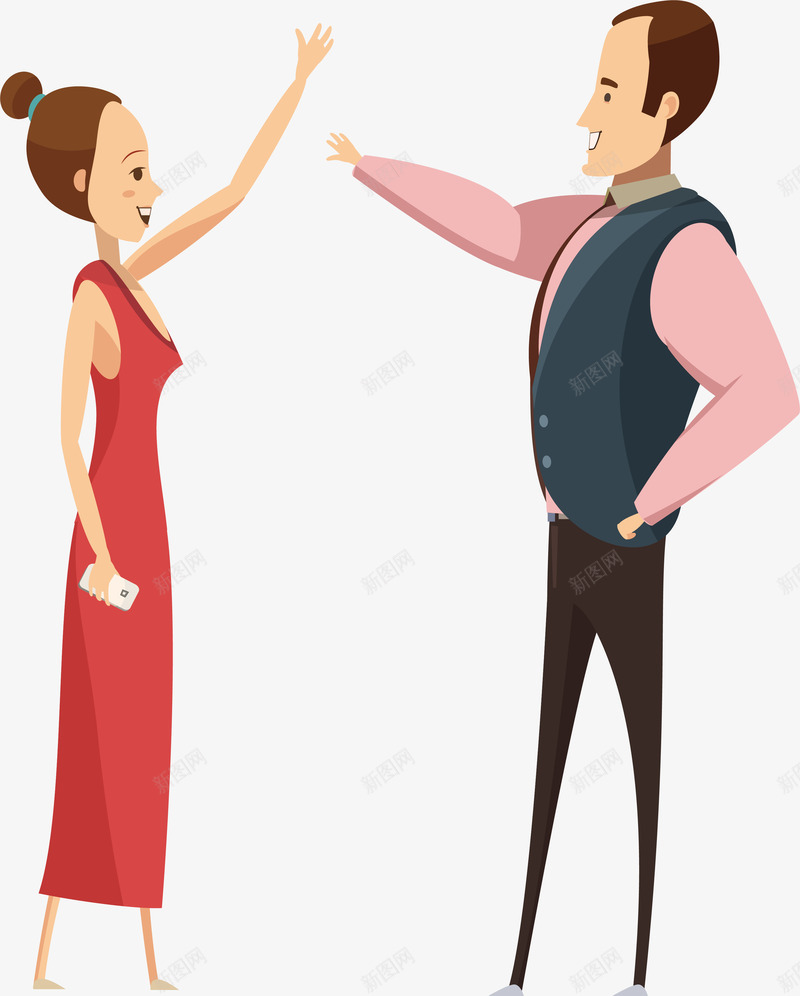 男女打招呼手绘卡通人物矢量图ai免抠素材_新图网 https://ixintu.com 人物形象 卡通 卡通礼貌 成年人 手绘 手绘卡通 打招呼 男女 矢量图 设计