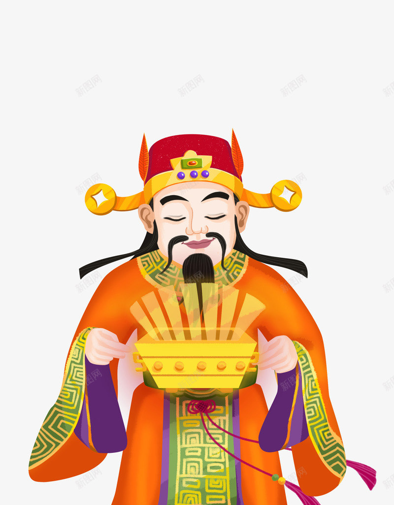 财神手绘节日电商png免抠素材_新图网 https://ixintu.com 中国风 电商 节日 财神