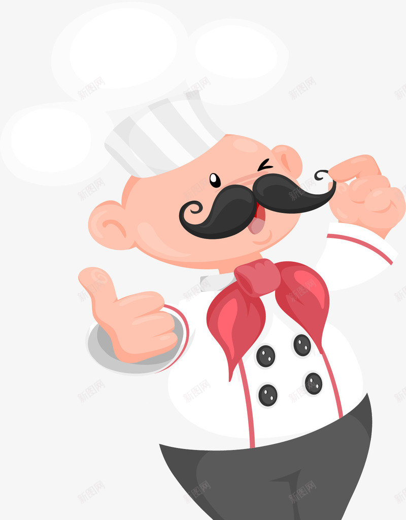 可爱的小胡子厨师png免抠素材_新图网 https://ixintu.com 厨师 大拇指 点赞 美食街