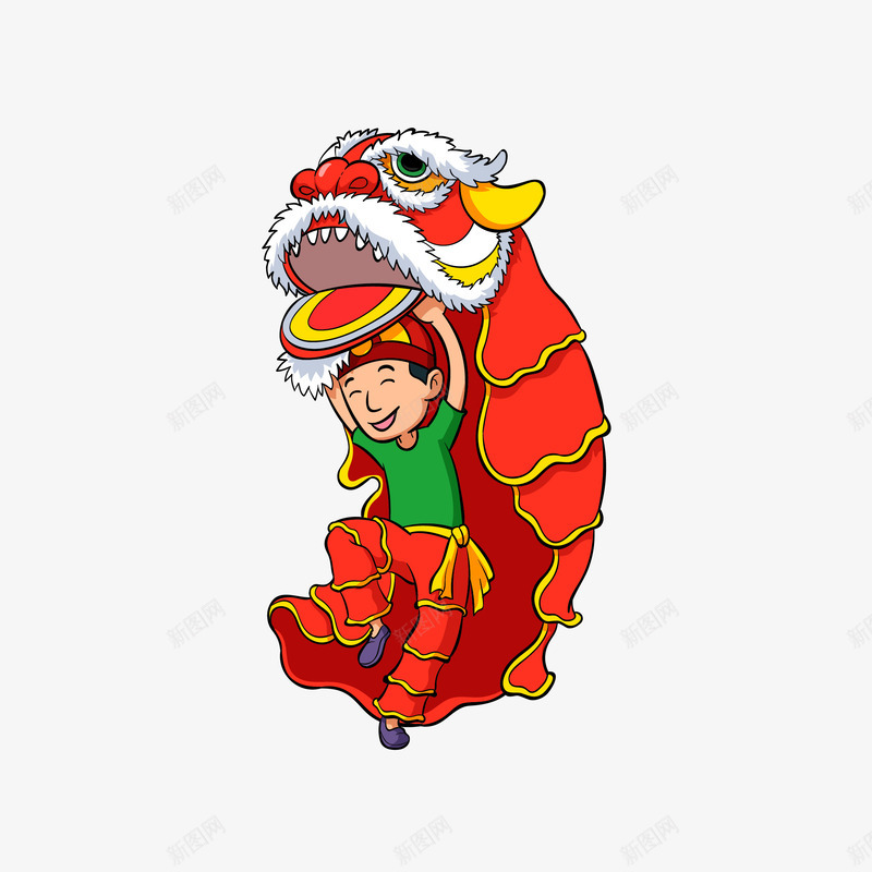 手绘新年舞狮子矢量图eps免抠素材_新图网 https://ixintu.com png免抠图 卡通 喜庆 开心 手绘 新年 男生 舞狮子 跳舞 矢量图