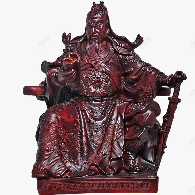 武财神png免抠素材_新图网 https://ixintu.com 关公财神 武财神 红木雕刻 财神 雕刻 高清武财神