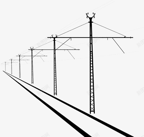 黑色手绘公路高压电线杆图标png_新图网 https://ixintu.com 公路 卡通电线杆 手绘 电线 电线杆 电路设施 高压电线杆 黑色线条
