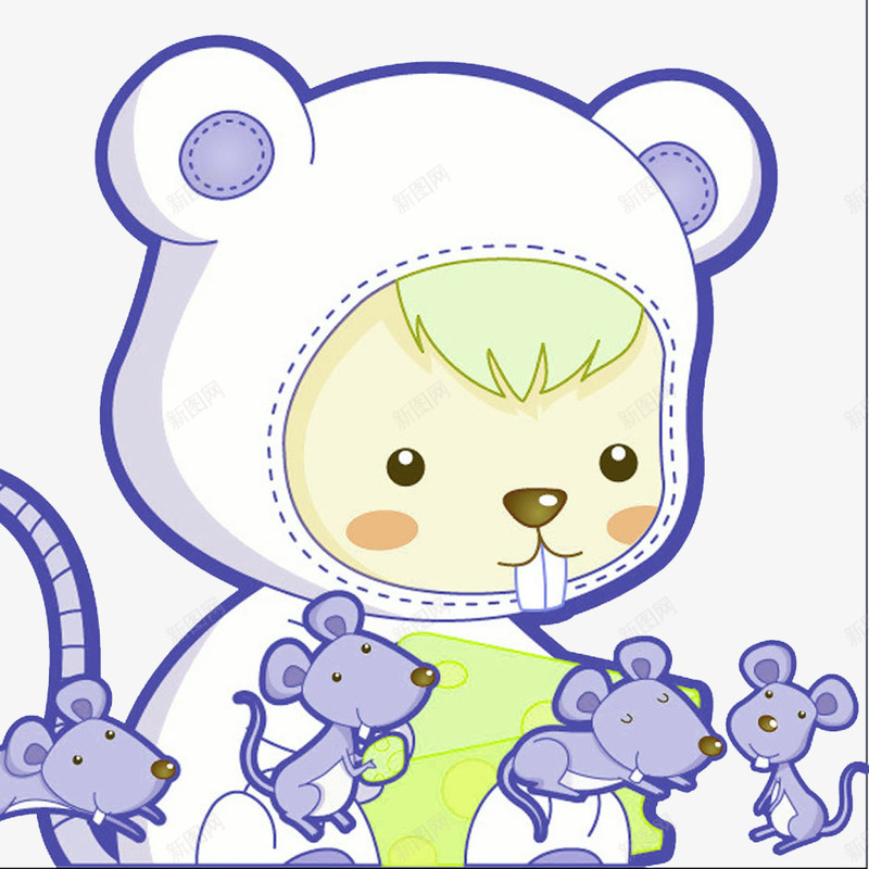 卡通生肖鼠png免抠素材_新图网 https://ixintu.com 十二生肖 卡通形象设计 奶酪 插画