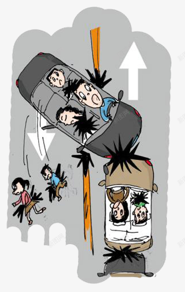 马路上的生死瞬间png免抠素材_新图网 https://ixintu.com 人命 危险 塞车 开车 撞车