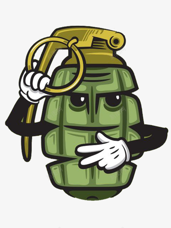 卡通手绘手榴弹png免抠素材_新图网 https://ixintu.com 形象 手雷 插图零件 眼睛 绿色