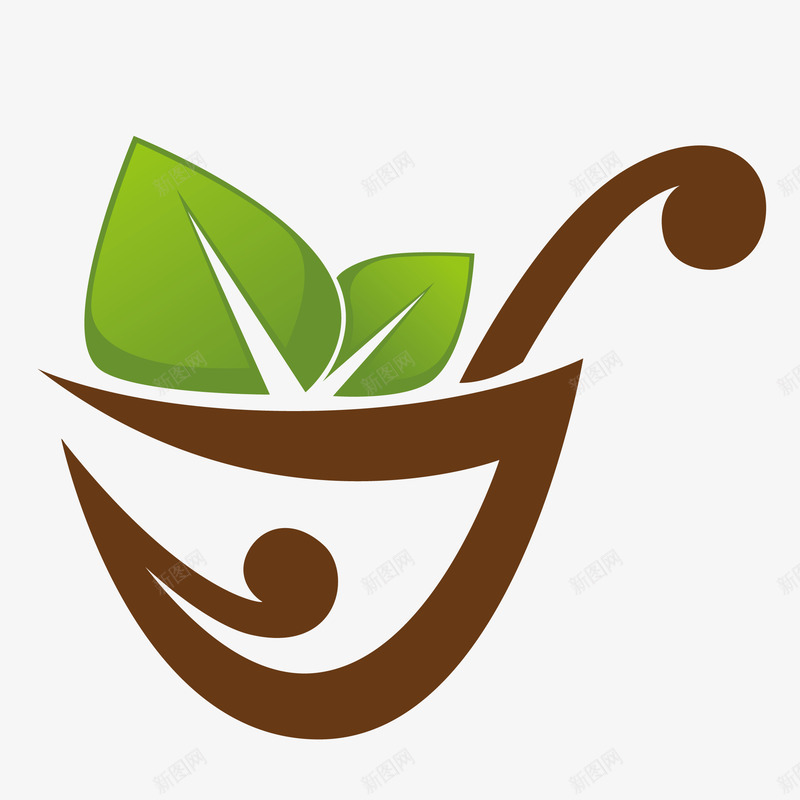 卡通绿叶和咖啡杯png免抠素材_新图网 https://ixintu.com 创意 卡通 叶子 杯子 植物 简笔画 绿叶 绿植