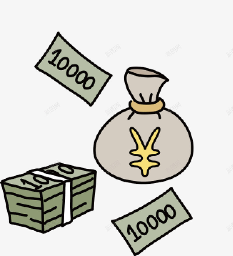 货币金钱png免抠素材_新图网 https://ixintu.com 人民币 素材 钞票 钱袋