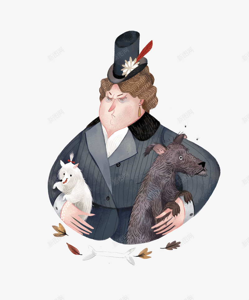 贵族与他的宠物png免抠素材_新图网 https://ixintu.com 儿童插画 卡通 卡通元素 宠物 故事插画 贵族
