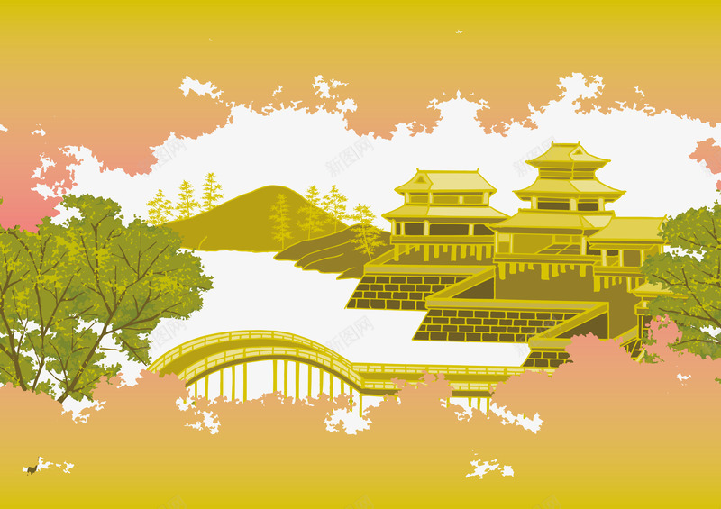 日系风景建筑矢量图ai免抠素材_新图网 https://ixintu.com 建筑风景 日系 日系建筑 日系风景 矢量建筑 矢量风景 矢量图