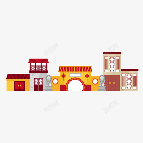 手绘房狮子建筑png免抠素材_新图网 https://ixintu.com 建筑 房 手绘 狮子