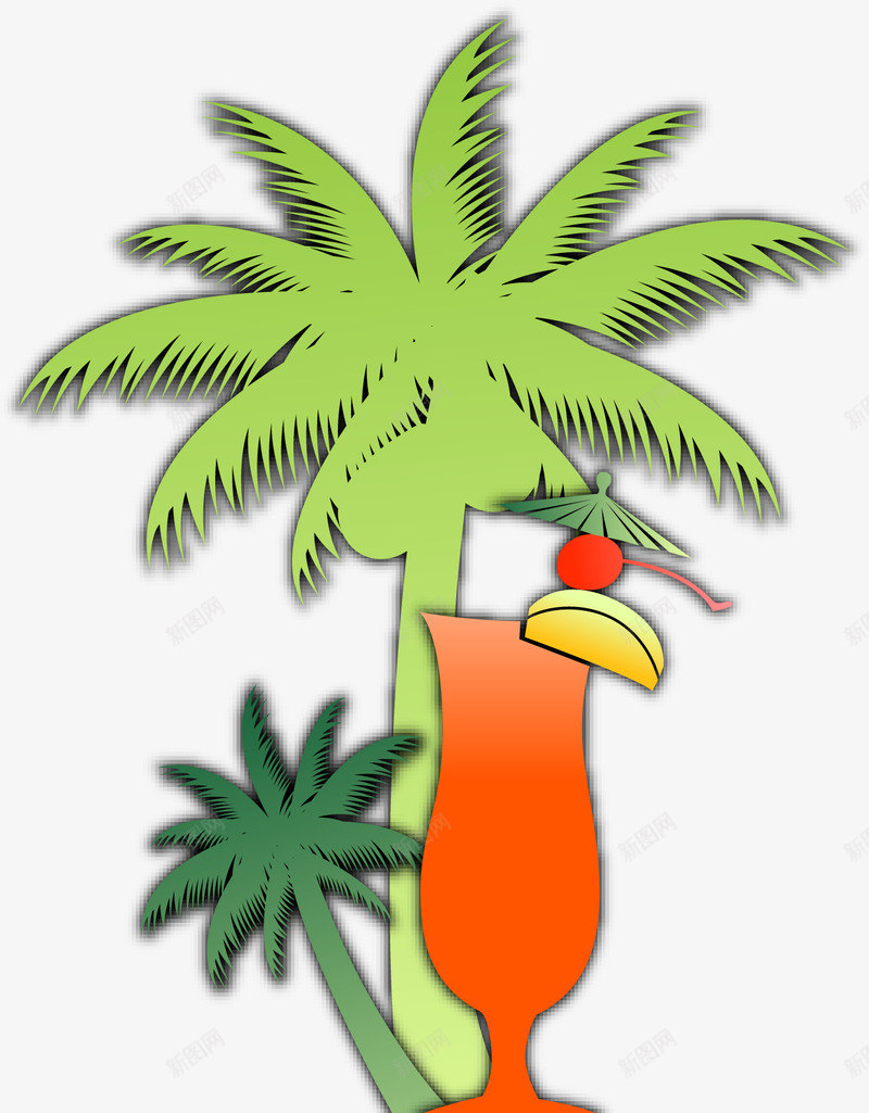 手绘夏季海边椰树png免抠素材_新图网 https://ixintu.com 夏季 椰树 海边