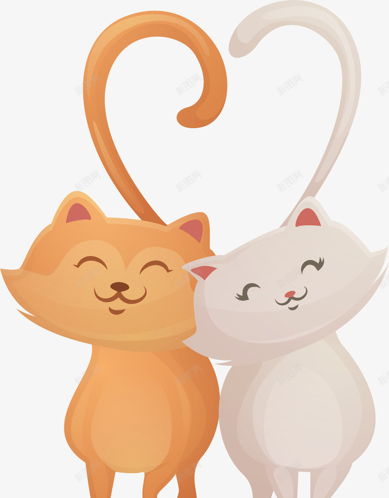 创意卡通猫咪矢量图ai免抠素材_新图网 https://ixintu.com pet 卡通动物 可爱 爱心猫咪 甜蜜 萌宠 矢量图
