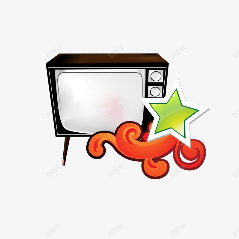 卡通电视购物png免抠素材_新图网 https://ixintu.com TV shopping 卡通 卡通形象 星星 电视 电视购物 购物