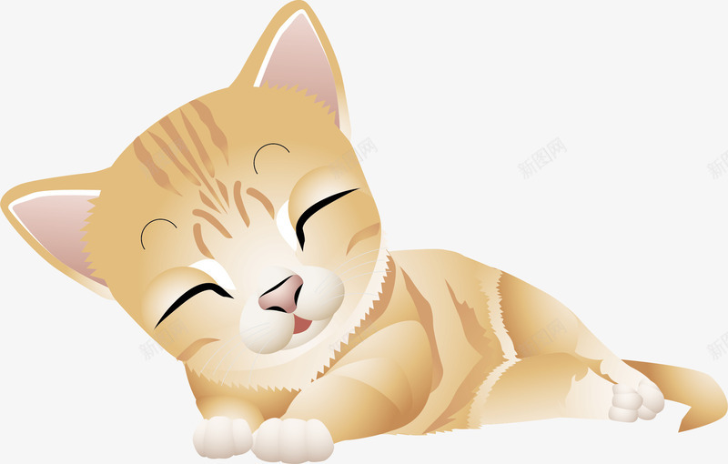 酣睡的猫咪矢量图ai免抠素材_新图网 https://ixintu.com 动物 可爱 手绘 矢量图