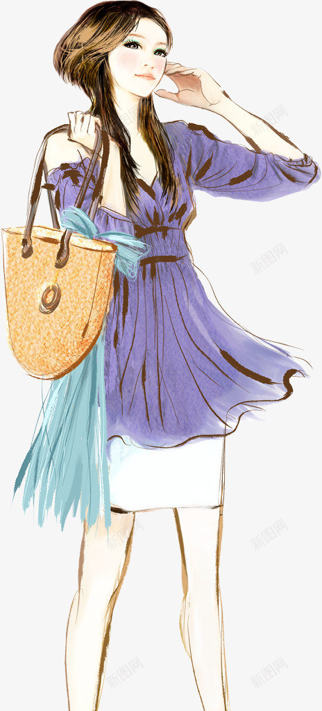 紫色服饰美女png免抠素材_新图网 https://ixintu.com 免抠 卡通手绘 手绘 服饰 紫色 美女