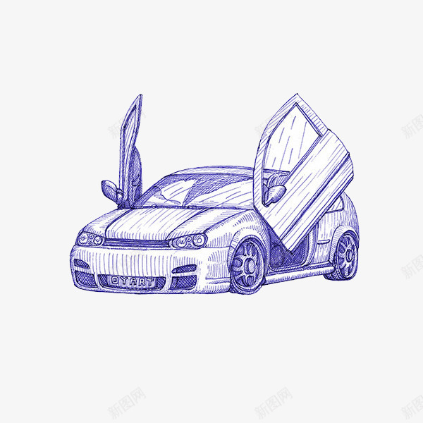 圆珠笔手绘跑车png免抠素材_新图网 https://ixintu.com 圆珠笔 形象 手绘 跑车 逼真