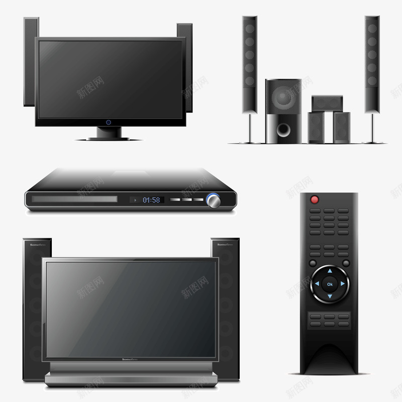 家用电器装饰图矢量图ai免抠素材_新图网 https://ixintu.com 家用电器 家电 电视 电视机 装饰图 矢量图