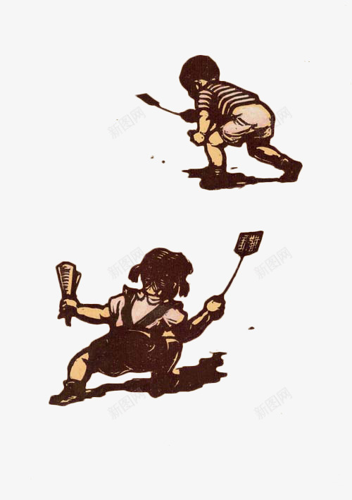 朱宣咸版画打苍蝇png免抠素材_新图网 https://ixintu.com 拍苍蝇 拍蚊子 插画 朱宣咸 杀虫 死苍蝇 灭虫 生活百科 苍蝇 除虫