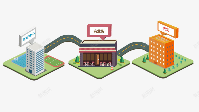 扁平化校园立体案png免抠素材_新图网 https://ixintu.com 创新风格 扁平化 扁平校园 校园 立体 装饰图案