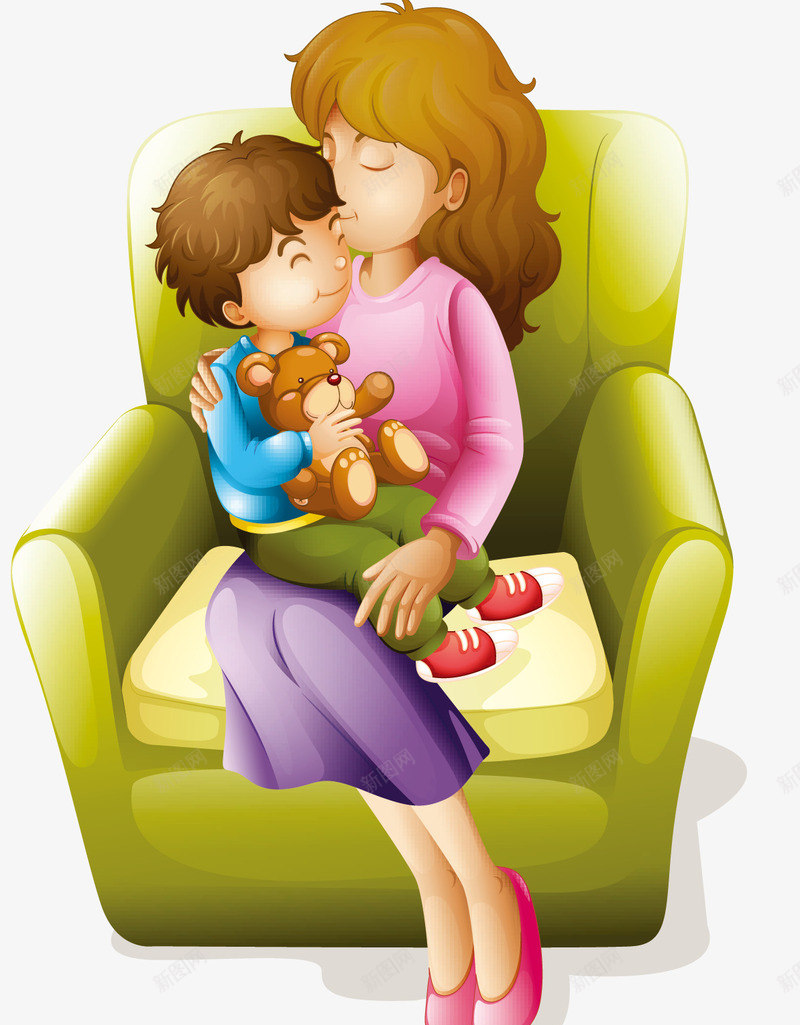 卡通人物温馨母子png免抠素材_新图网 https://ixintu.com 人物 卡通人物 插图 母子 温馨