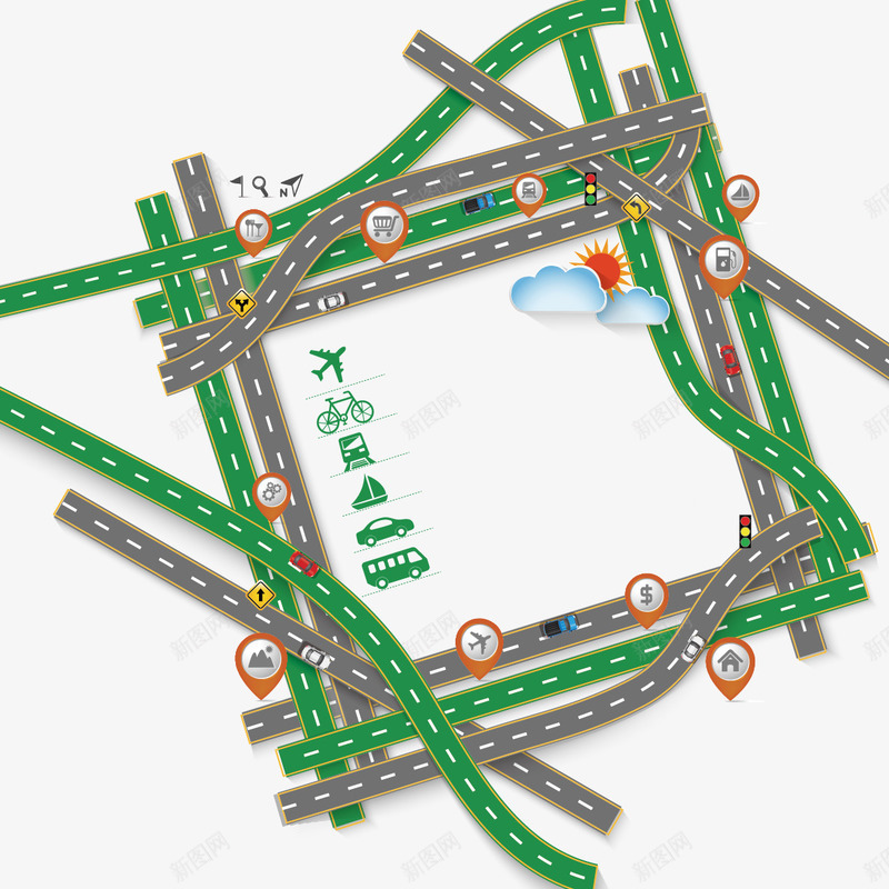 公路和交通工具png免抠素材_新图网 https://ixintu.com 交通工具 公路 路