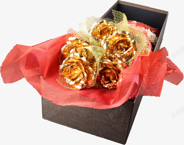 金箔花玫瑰花礼物png免抠素材_新图网 https://ixintu.com 玫瑰花 礼物 金箔