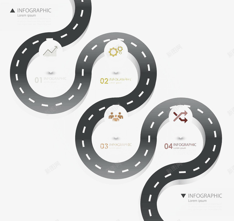 有质感的盘旋公路png免抠素材_新图网 https://ixintu.com 公路 平面 盘旋 设计 质感