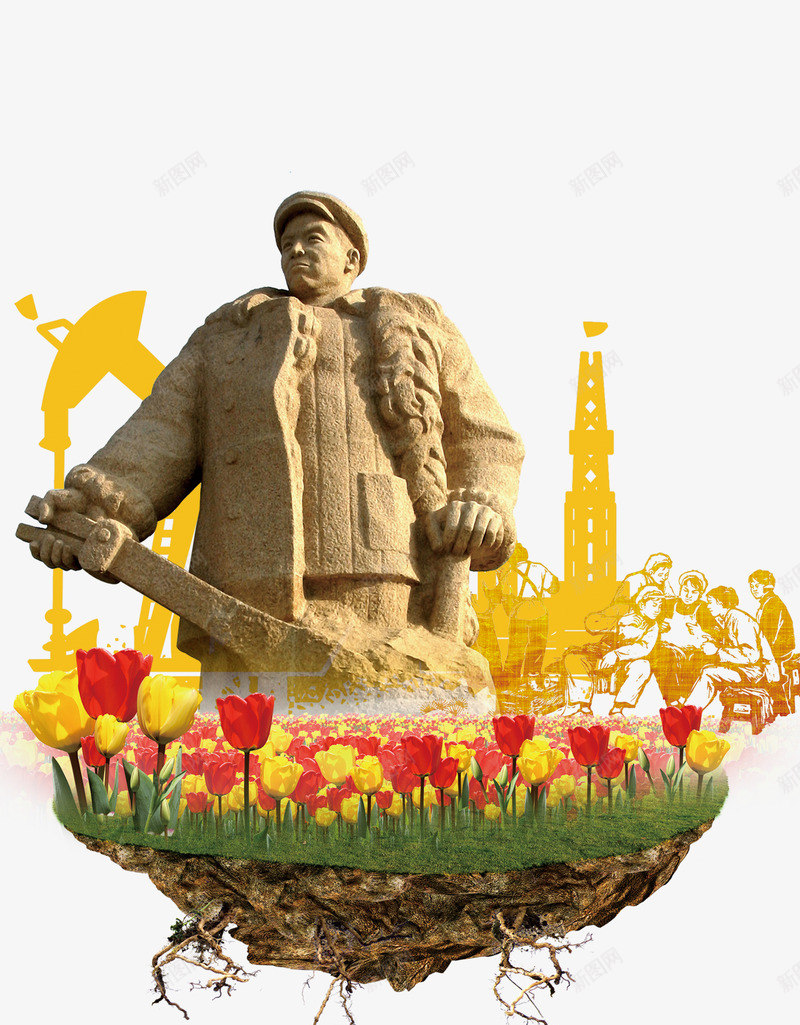 军人形象psd免抠素材_新图网 https://ixintu.com 中国元素 人 军人 花 花卉