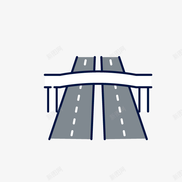 手绘卡通城市道路png免抠素材_新图网 https://ixintu.com 交通 城市道路 道路 马路 高桥 高速公路