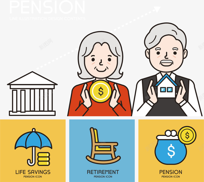 老人住房基金png免抠素材_新图网 https://ixintu.com 住房保障 住房基金 卡通 手绘 老人