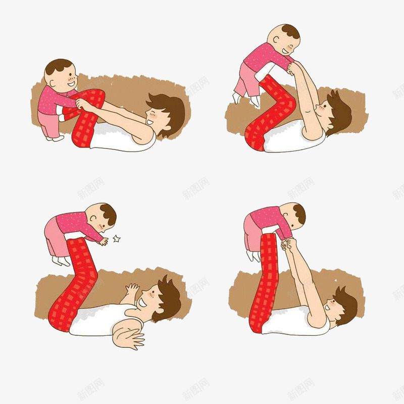 奶爸与儿子升级体能操组图图标png_新图网 https://ixintu.com 卡通图标 卡通奶爸 奶爸 奶爸与儿子 超级奶爸