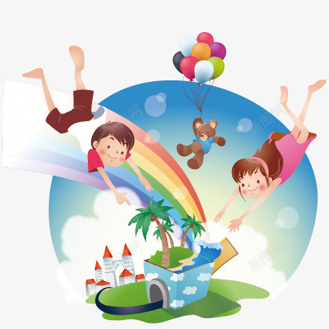 欢乐的男孩女孩矢量图ai免抠素材_新图网 https://ixintu.com 卡通小孩 欢乐的孩子 男孩女孩 矢量素材 矢量图