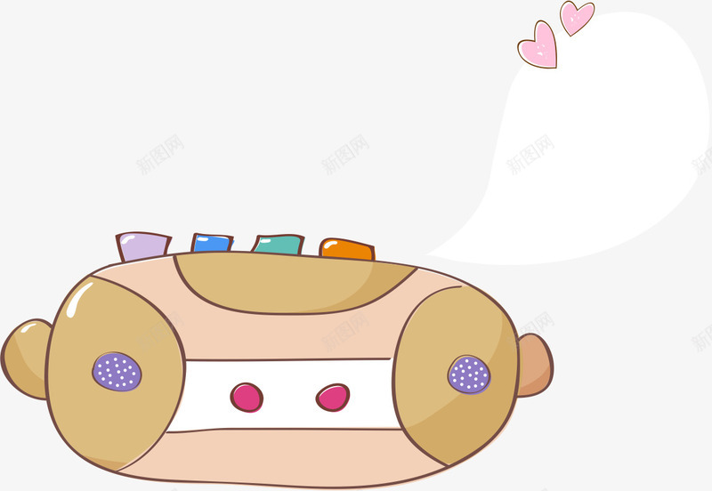 卡通录音机png免抠素材_新图网 https://ixintu.com 卡通 复古 家电 录音机 手绘 插画 线条 边框