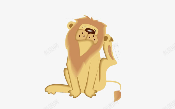蹲着挠痒的狮子png免抠素材_新图网 https://ixintu.com 卡通 挠痒 狮子