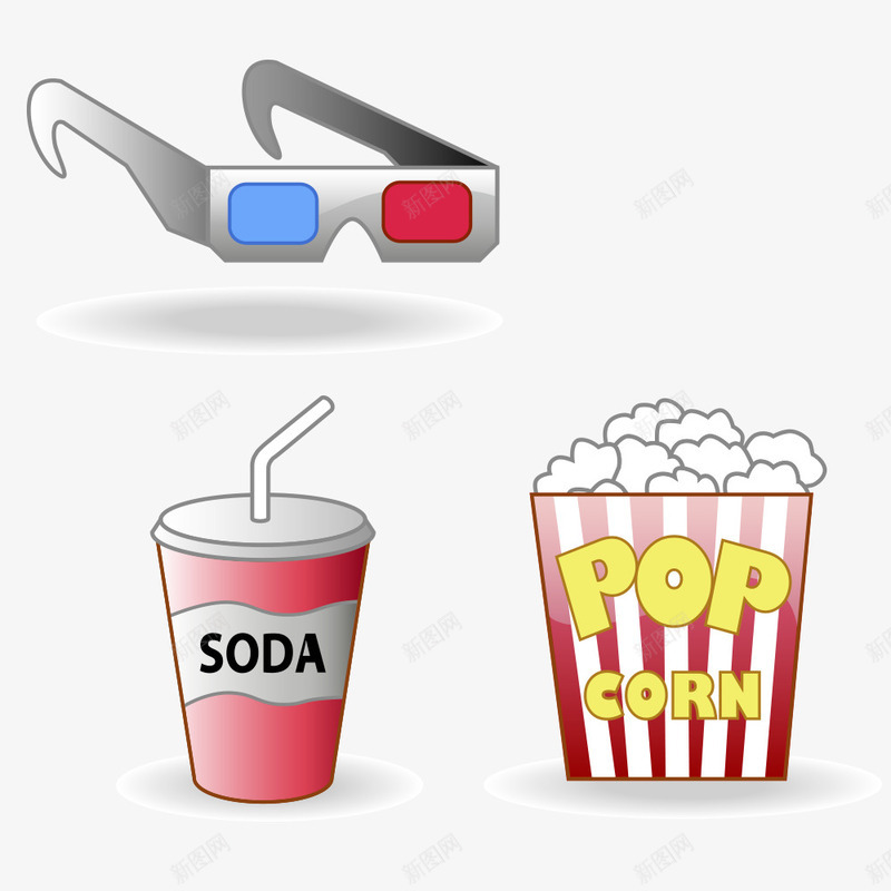 可乐眼镜爆米花图标psd_新图网 https://ixintu.com 图标设计 图案 素材 美图 设计