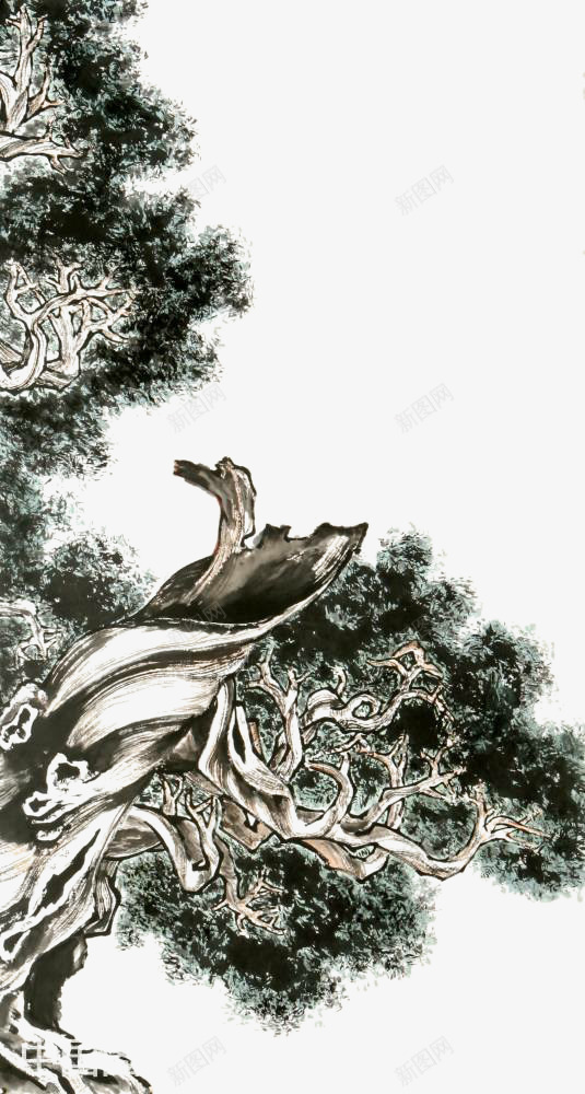 手绘水墨画迎客松png免抠素材_新图网 https://ixintu.com 手绘松树 手绘水墨松 松树 水墨手绘松 水墨松 水墨迎客松 迎客松png