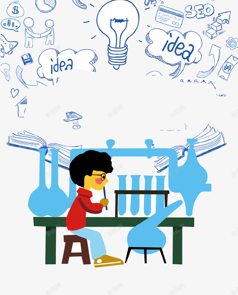 卡通手绘创意考试海报背景psd免抠素材_新图网 https://ixintu.com 冲刺 创新 卡通手绘 海报 考试 高考