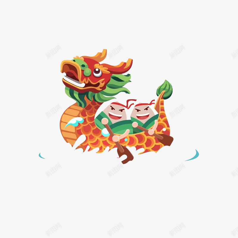 大大的龙舟png免抠素材_新图网 https://ixintu.com 人类 形象 漂亮 船只 节日 选手 金色 黄色 龙舟