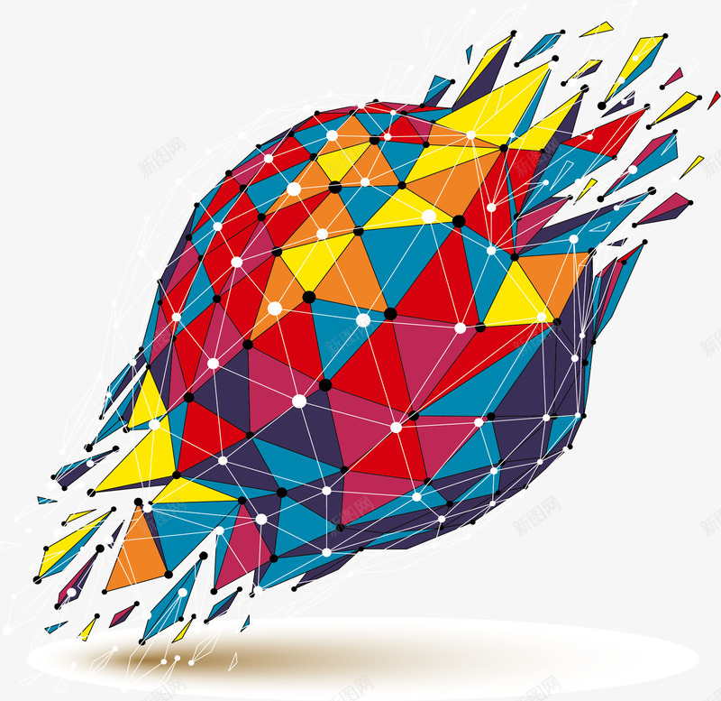 多面体彩色结构png免抠素材_新图网 https://ixintu.com 分子结构 多面体 彩色结构 立体结构