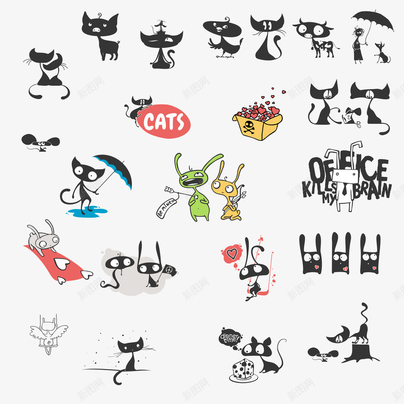 卡通可爱角色插画psd免抠素材_新图网 https://ixintu.com 卡通插画 可爱 可爱兔子插画素材 可爱动物插画素材库 可爱卡通 可爱插画素材 可爱素材 可爱角色插画素材 猫咪插画素材