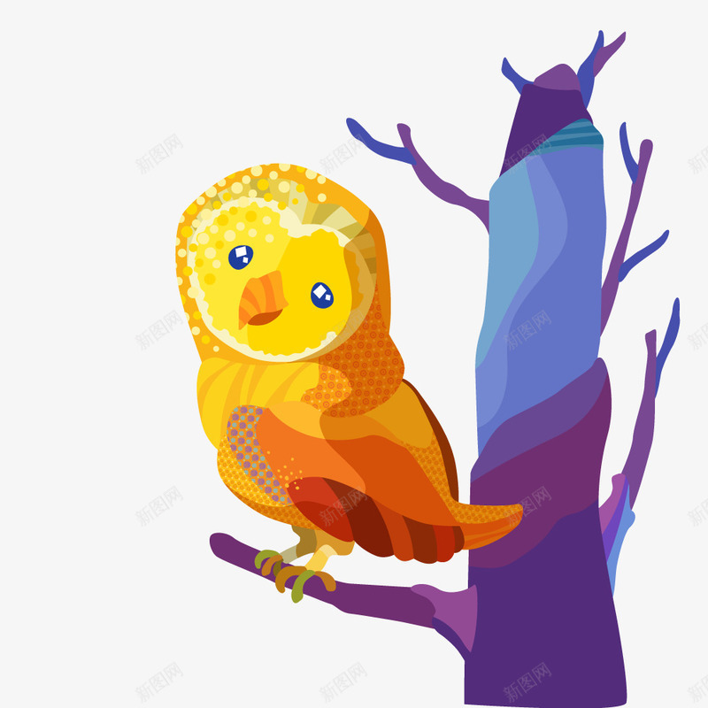 树干的猫头鹰图形拼接矢量图ai免抠素材_新图网 https://ixintu.com 图形拼接 树干 橙黄色 猫头鹰 矢量图