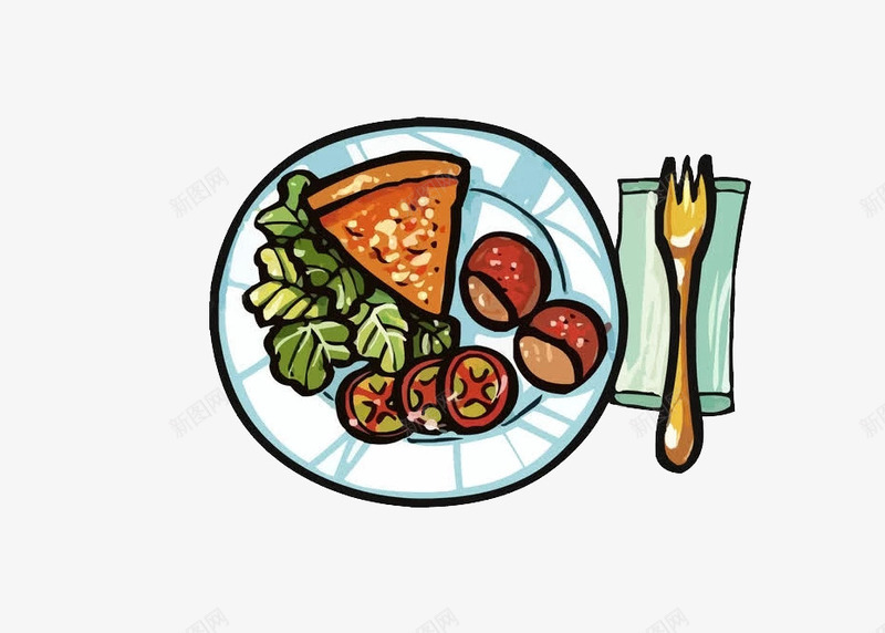 卡通餐具食物png免抠素材_新图网 https://ixintu.com 卡通 手绘 食物 餐具