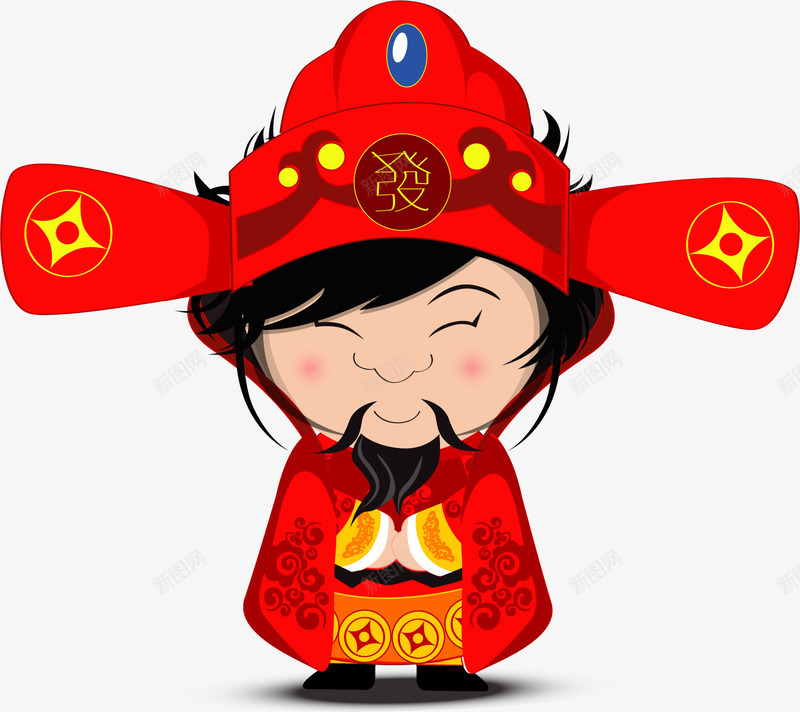 手绘财神矢量图ai免抠素材_新图网 https://ixintu.com 手绘 节日 财神 矢量图
