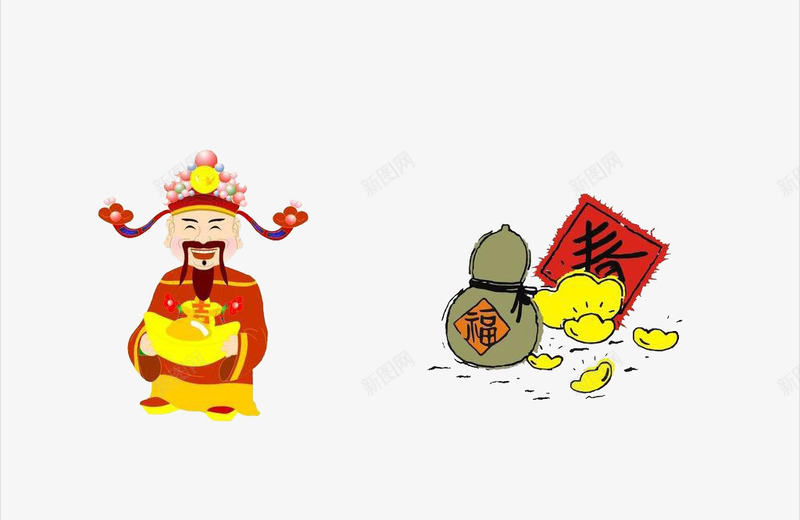 春节png免抠素材_新图网 https://ixintu.com 拜年 拜年了 春节 福 财神爷
